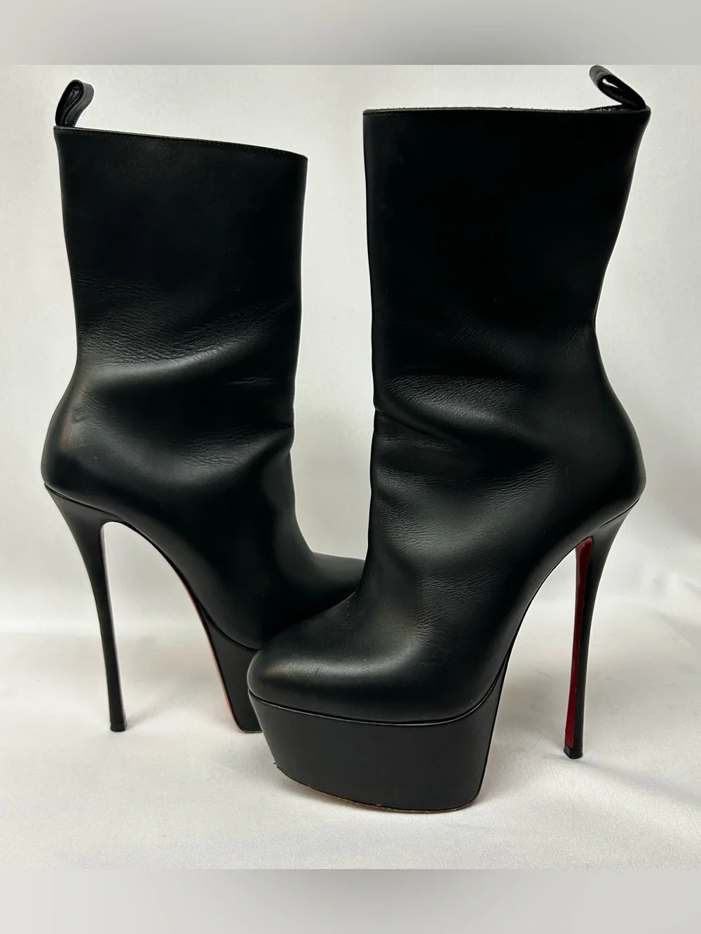 Christian Louboutin Red Bottoms Platform Boots Black Size 6 Zip Stiletto Heel